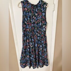 Floral Sleeveless Dress - Blue and Pink
